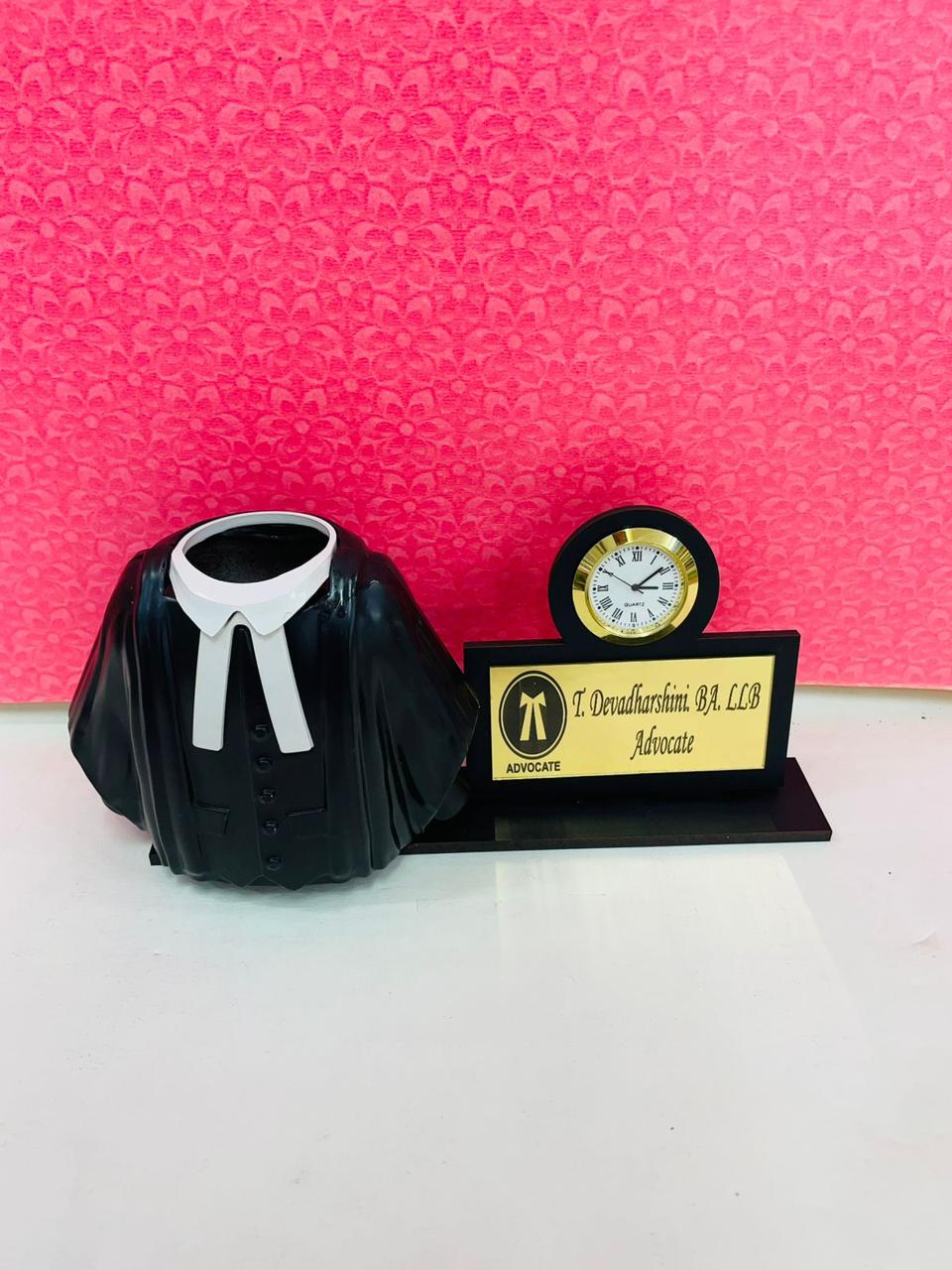 Advocate Pen Stand With Clock