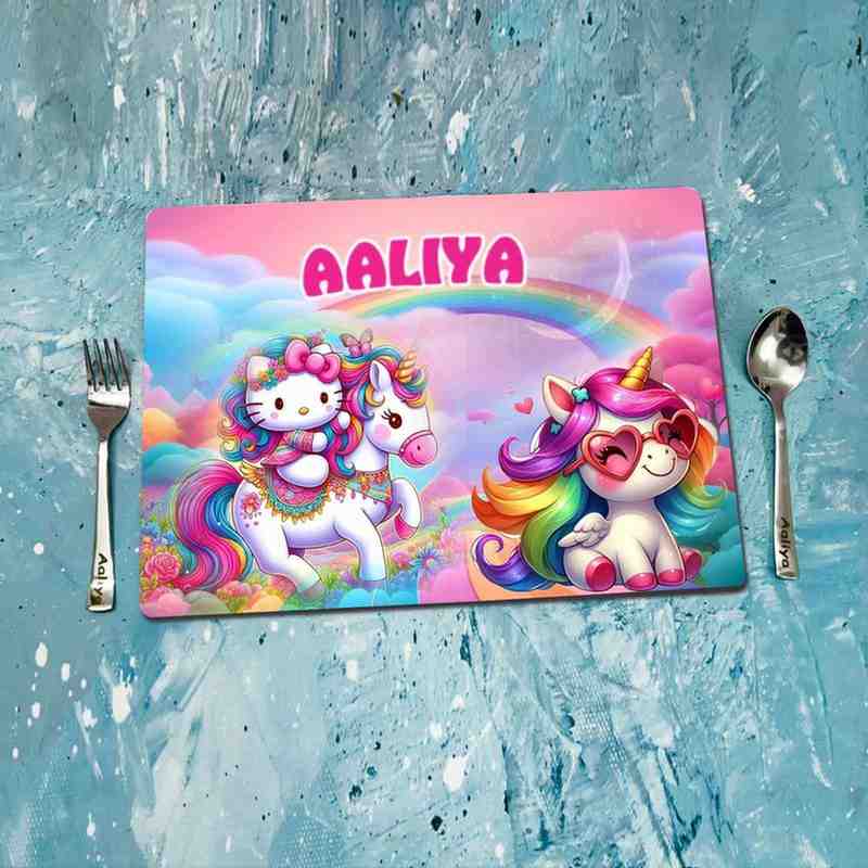 Personalized Kids Table Mat with Cutlery Set