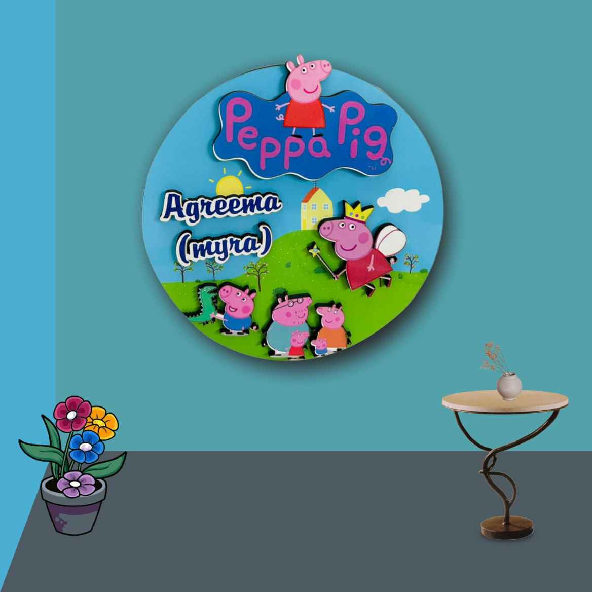 3D Peppa Pig Theme Nameplate
