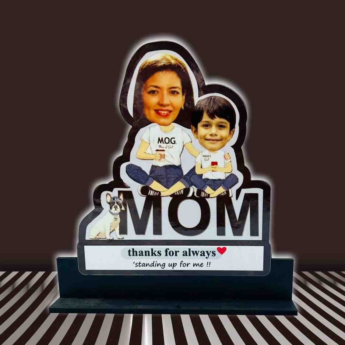 Mom Caricature Table with Son