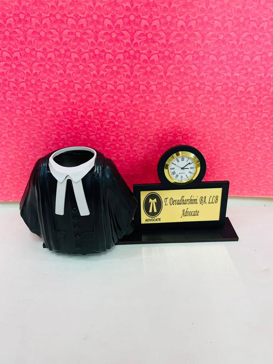 Advocate Pen Stand With Clock
