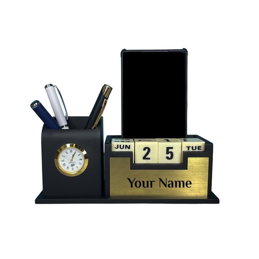 Desk Table Clock Organizer with Calendar