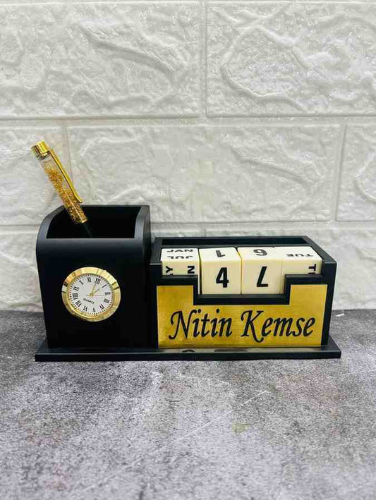 Desk Table Clock Organizer with Calendar